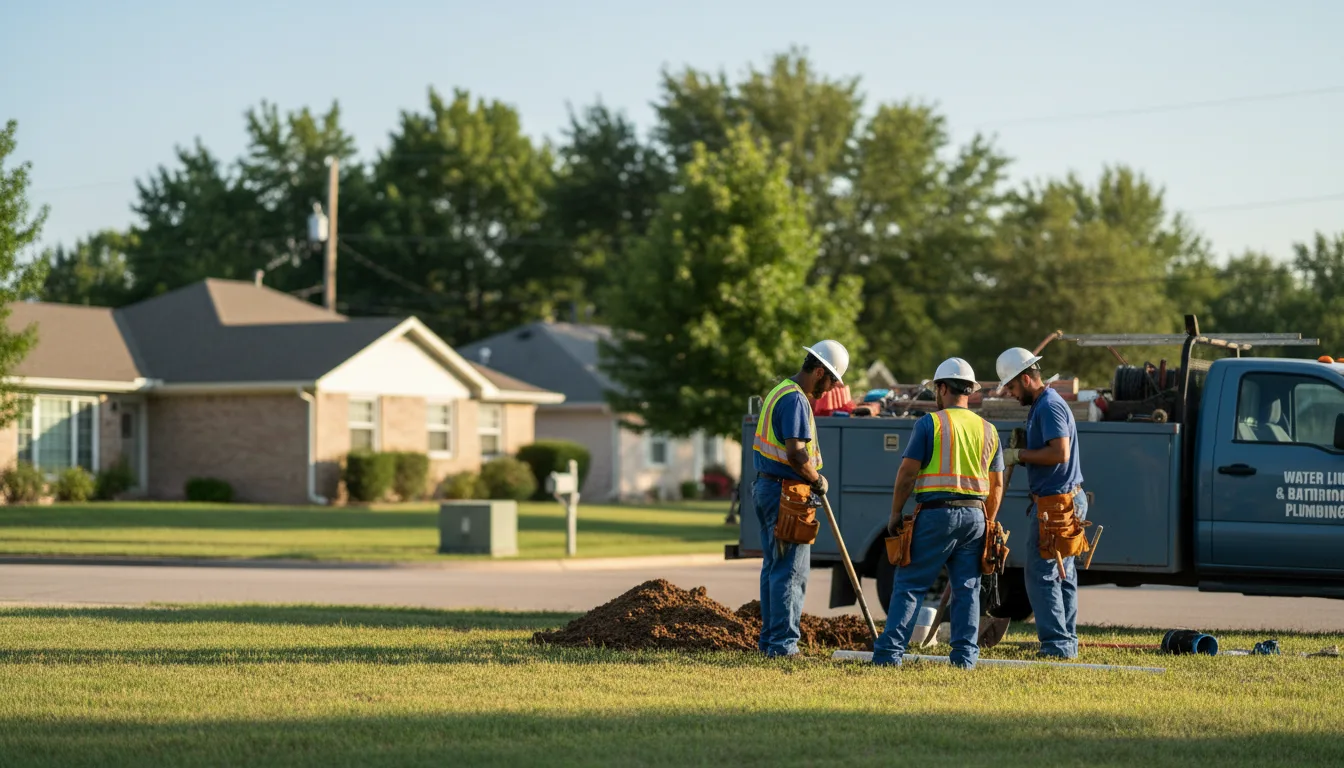 Residential water line and bathroom plumbing service in Leawood, KS